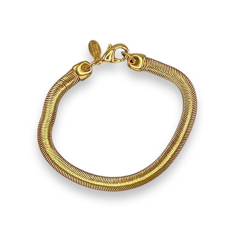 Milor Herringbone Snake Bracelet Yellow‎ Gold Tone Stainless Steel 7in